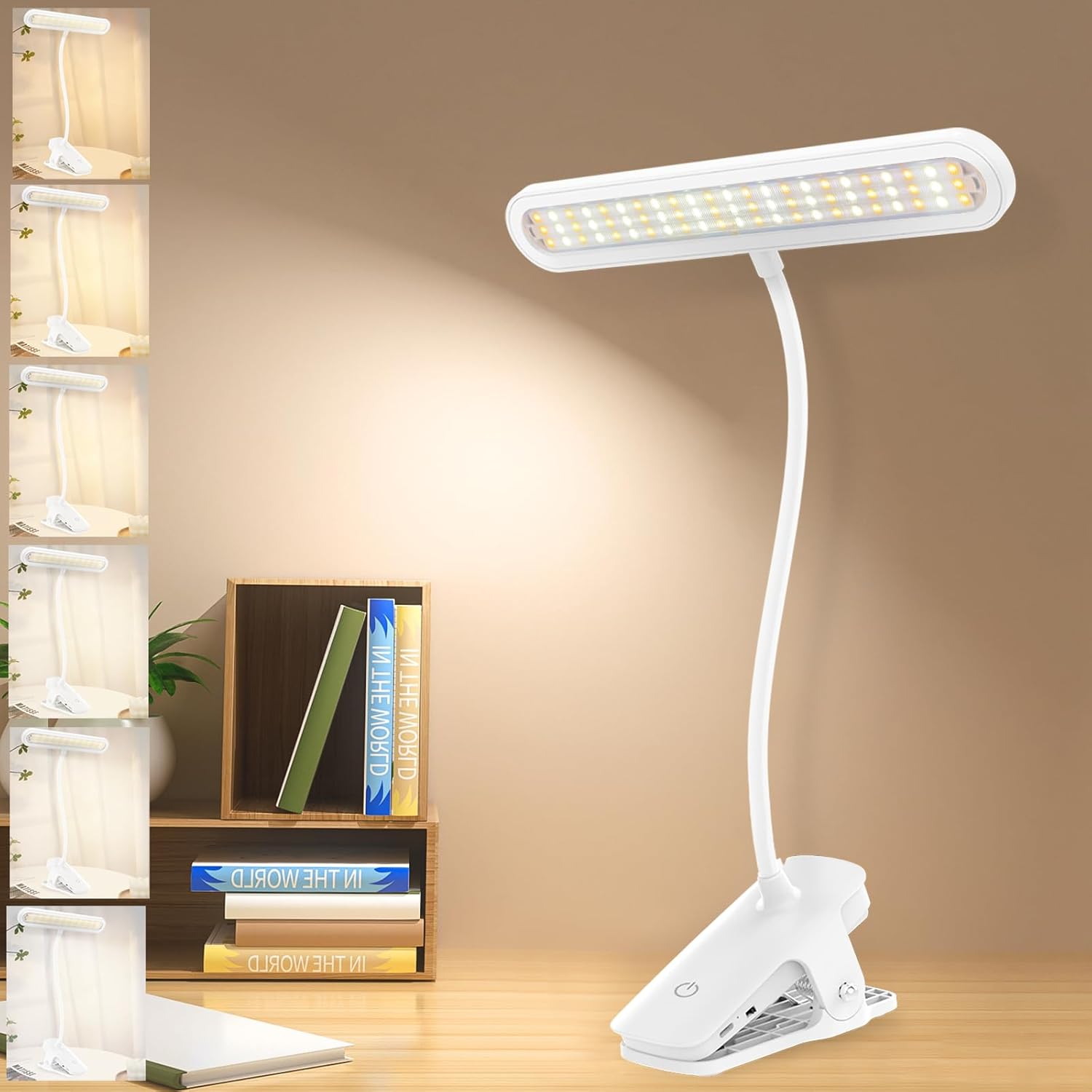Clip On Light, 66 LEDs, Eye-Caring, 4 Brightness Book Lamp