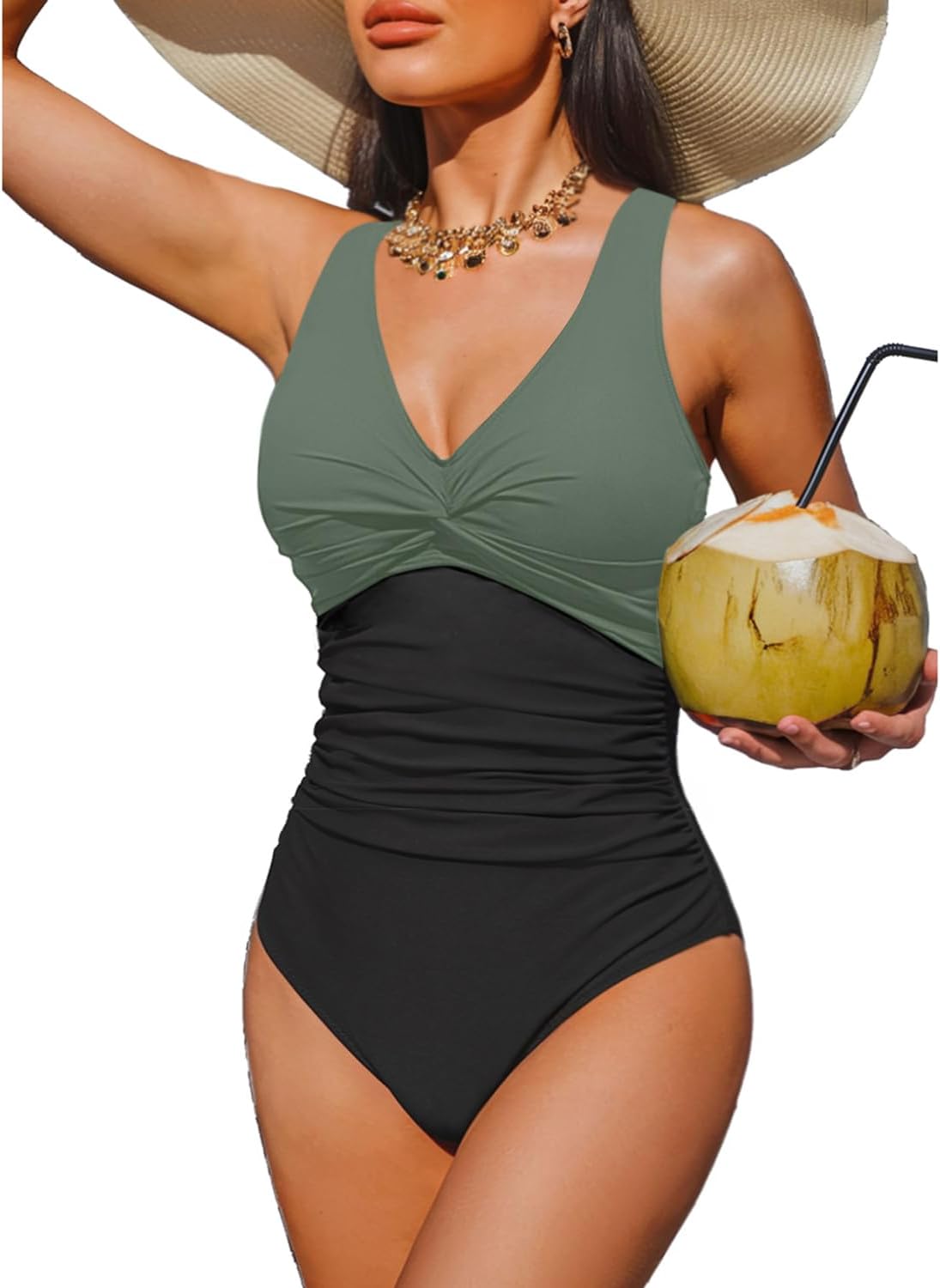 Holipick Women Tummy Control One Piece Swimsuit for Elegance