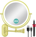 1X/20X Wall Mounted Makeup Mirror with Light - Rechargeable 8in
