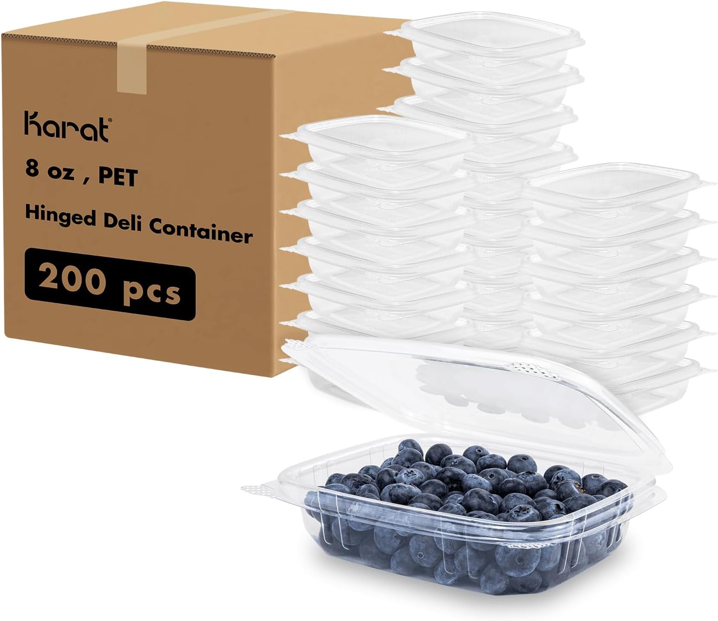 Karat 8oz Clamshell Containers for Berries, Fruits, and Nuts