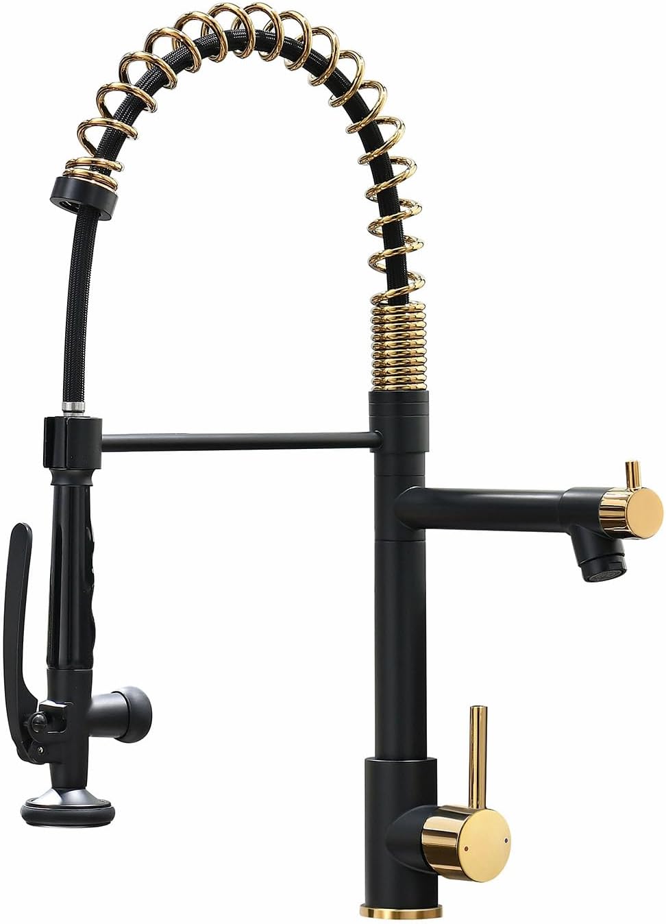 Fapully Black&Gold Kitchen Faucet with Sprayer for Modern Kitchens