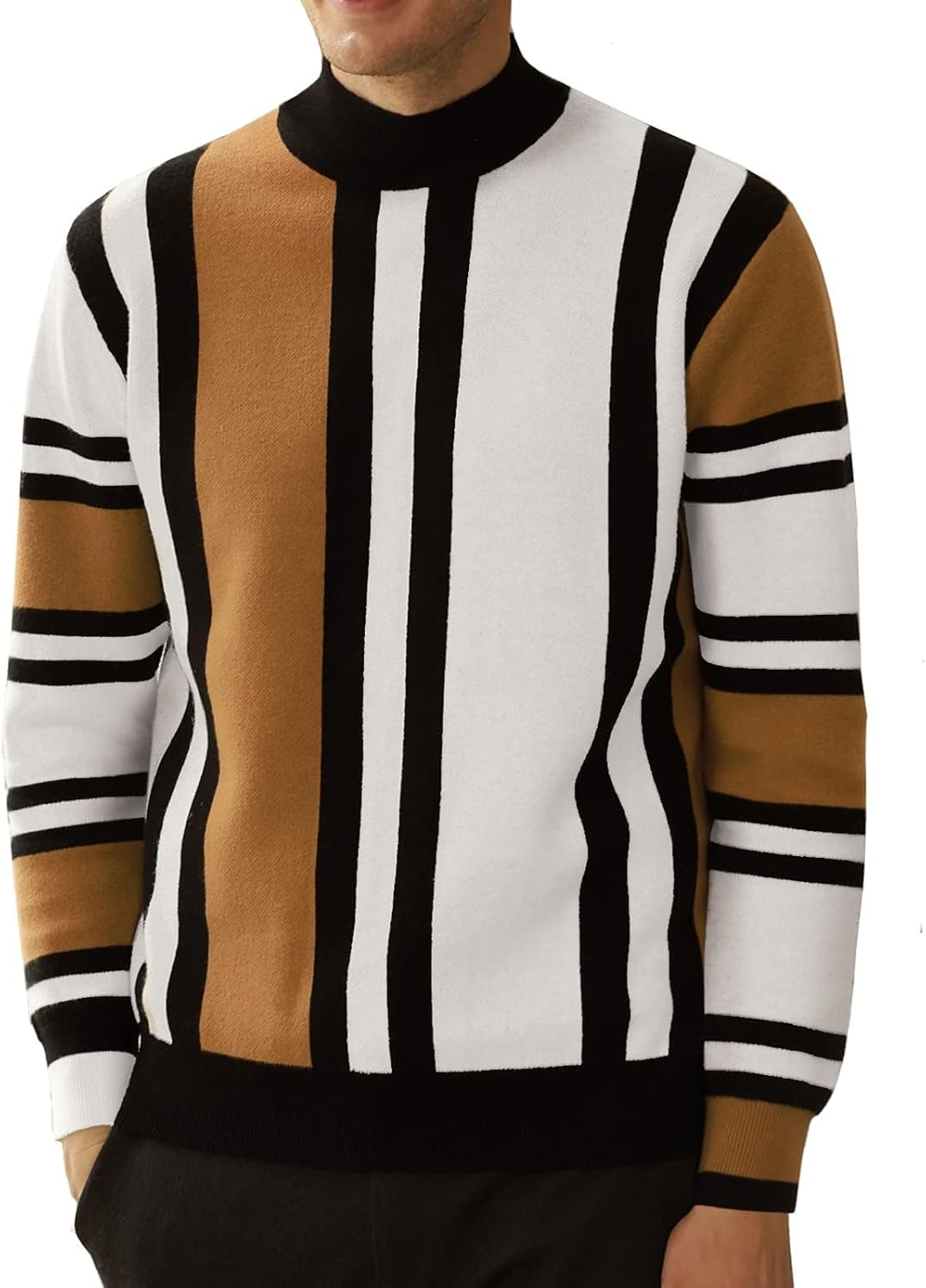 Stylish Turtleneck Striped Pullover for Men - Perfect for Christmas