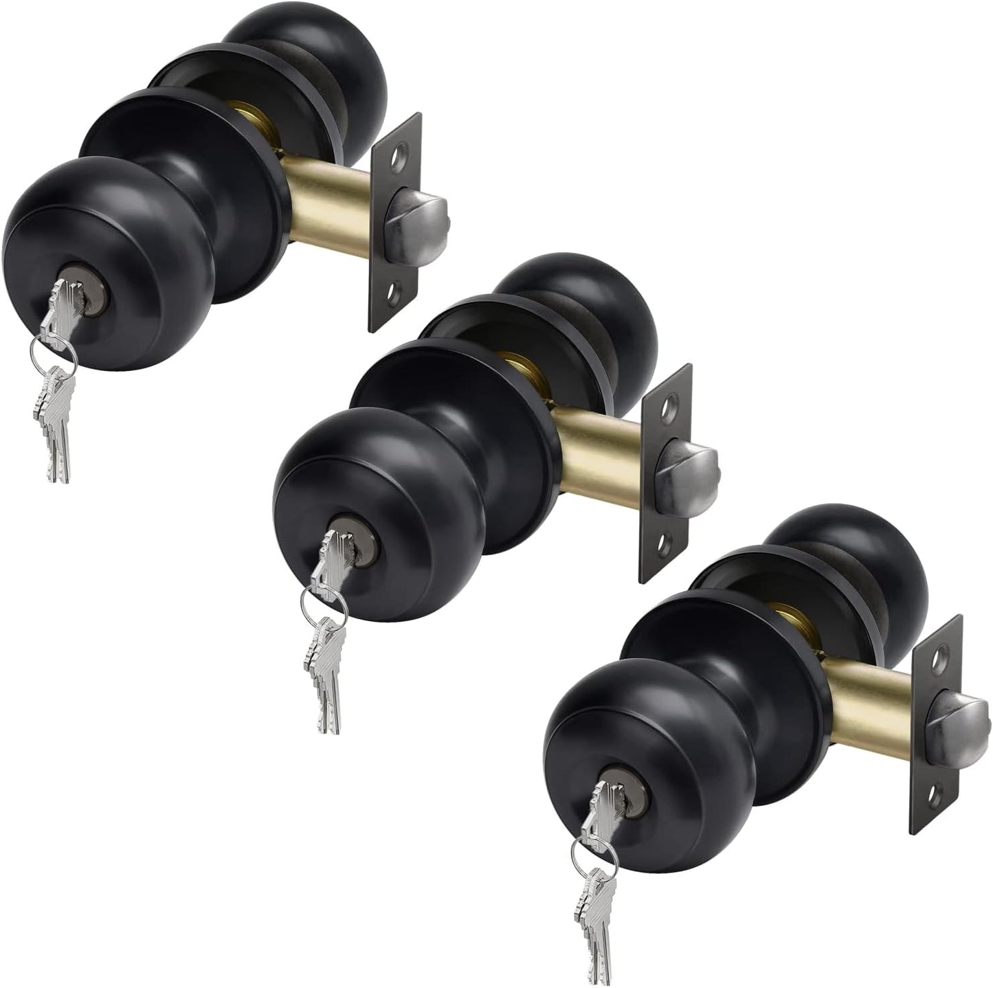 CML Hardware Keyed Alike Entry Door Knob Set in Matte Black