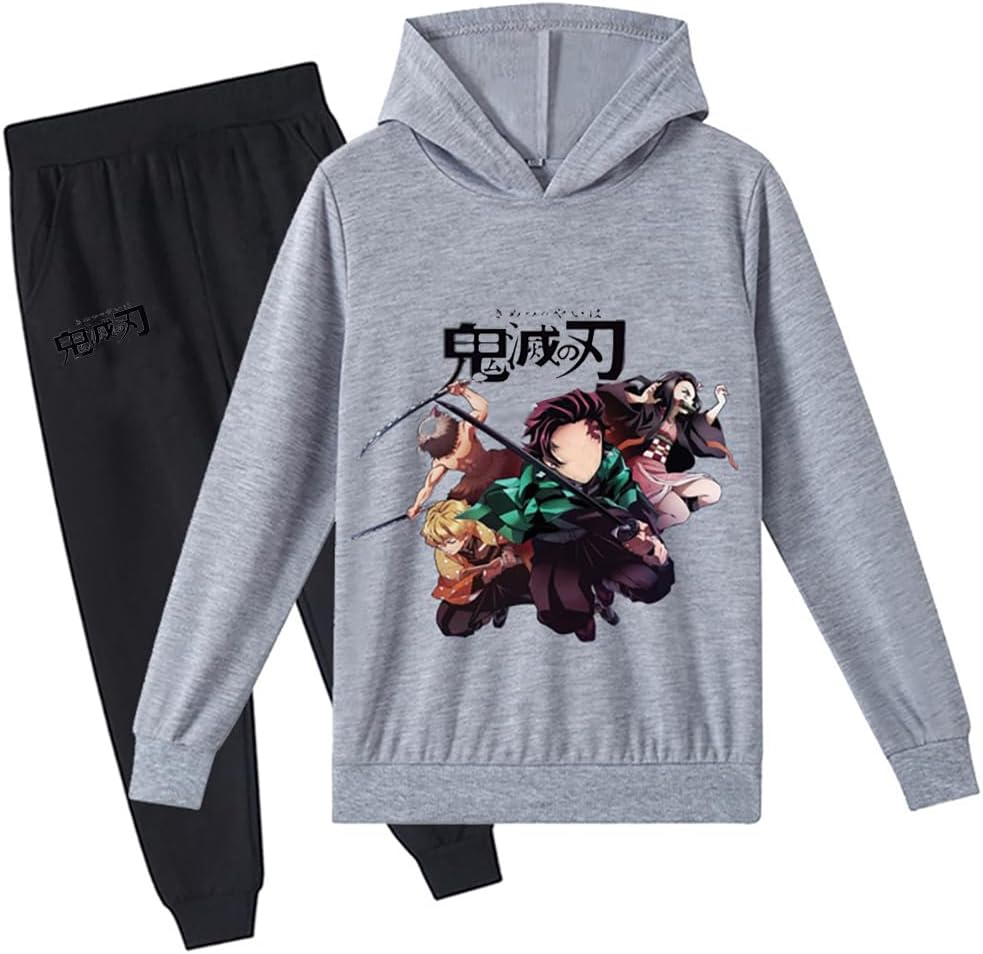 D.O.T Boys Girls Anime Slayer Tracksuit Pullover Hoodie Set