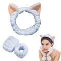 Blue Coral Fleece Spa Set - Cat Ear Headband