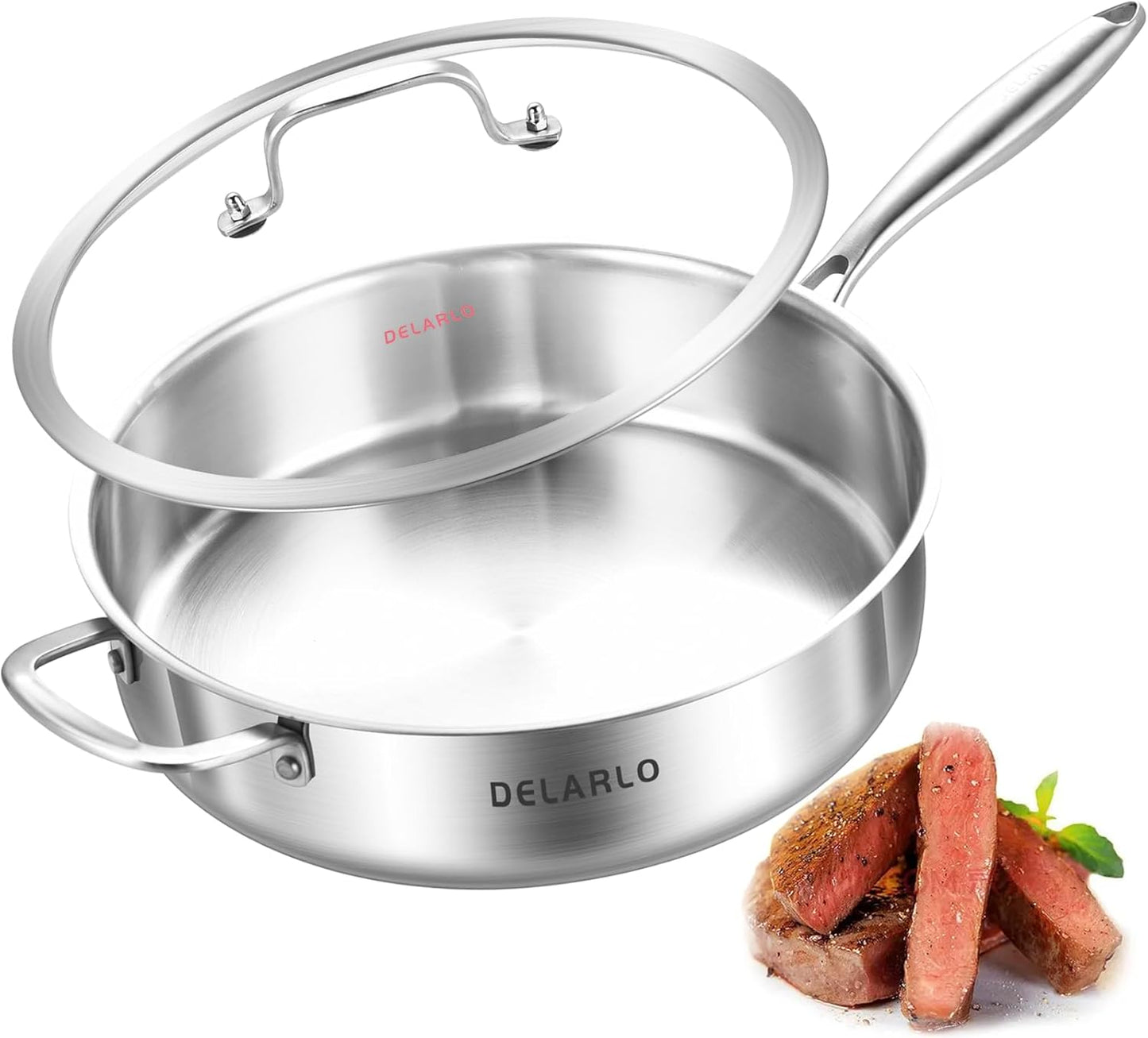 DELARLO Tri-Ply Stainless Steel 7QT Jumbo Cooker for Chefs