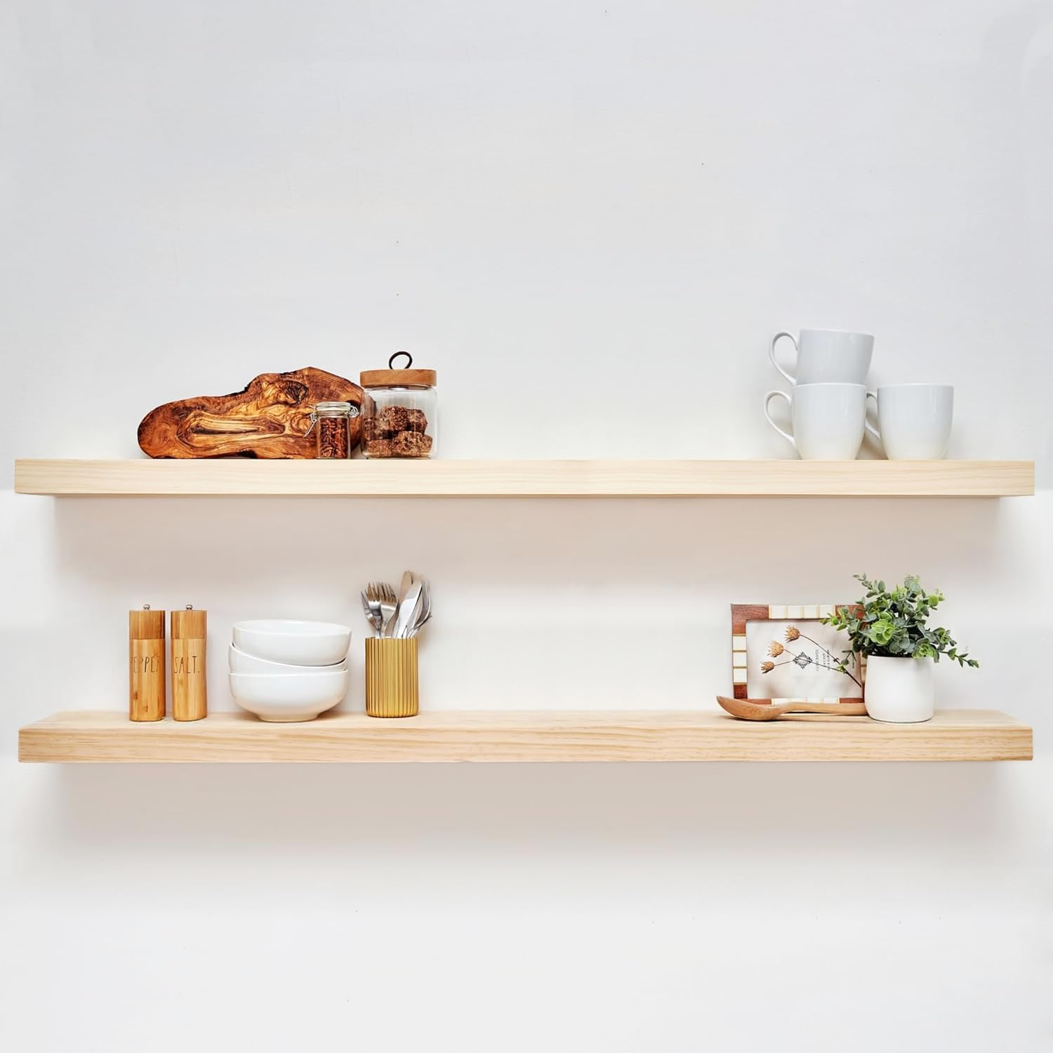 Homeforia 60 inch Natural Floating Shelf - Elegant Wall Decor