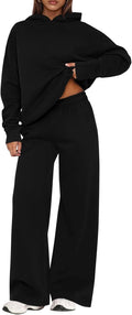 Womens Sweatsuit 2 Piece Set - Loose Hoodie + Wide Leg Pants
