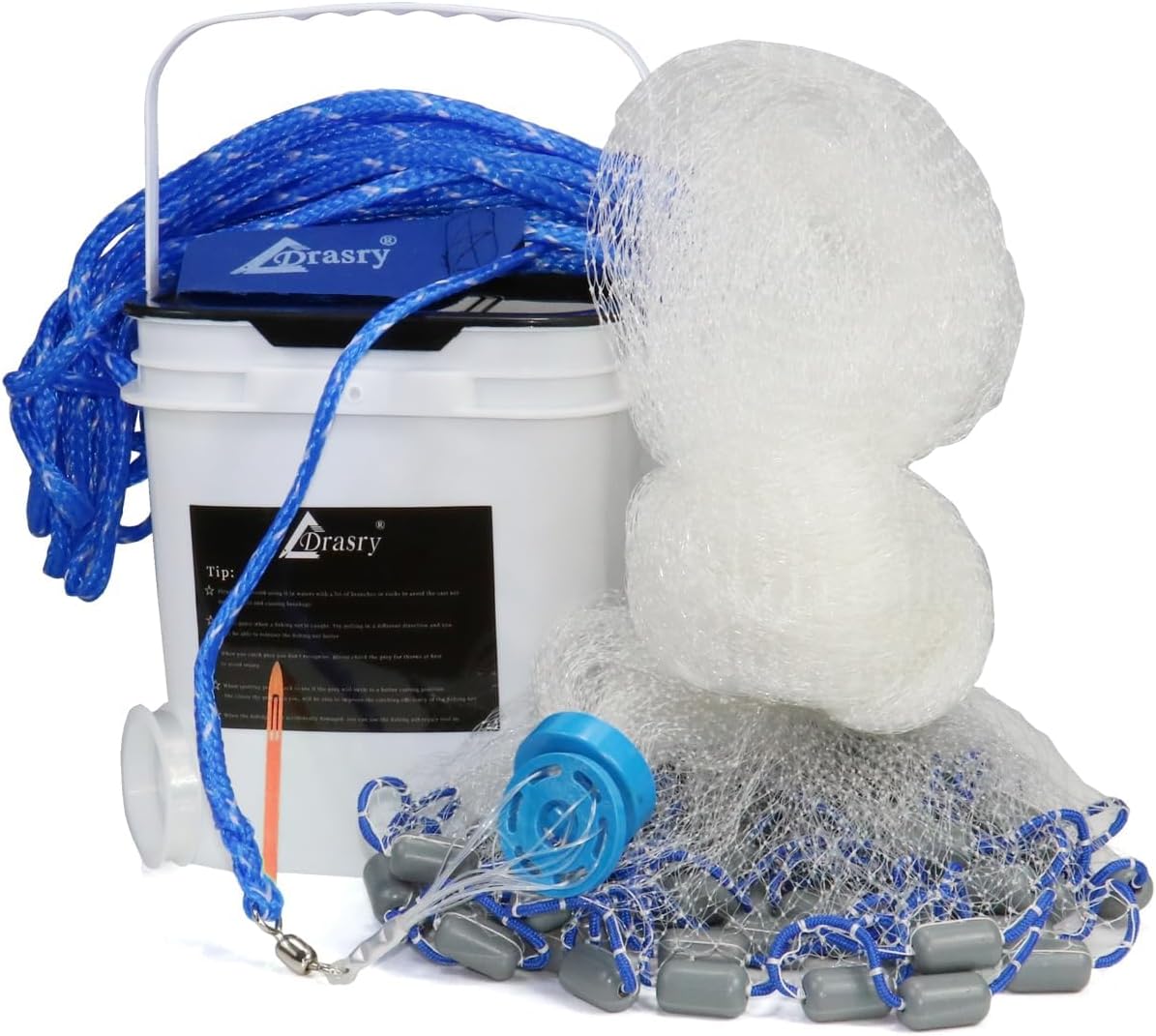 Drasry Saltwater Fishing Cast Net for Bait Trap 3FT to 9FT