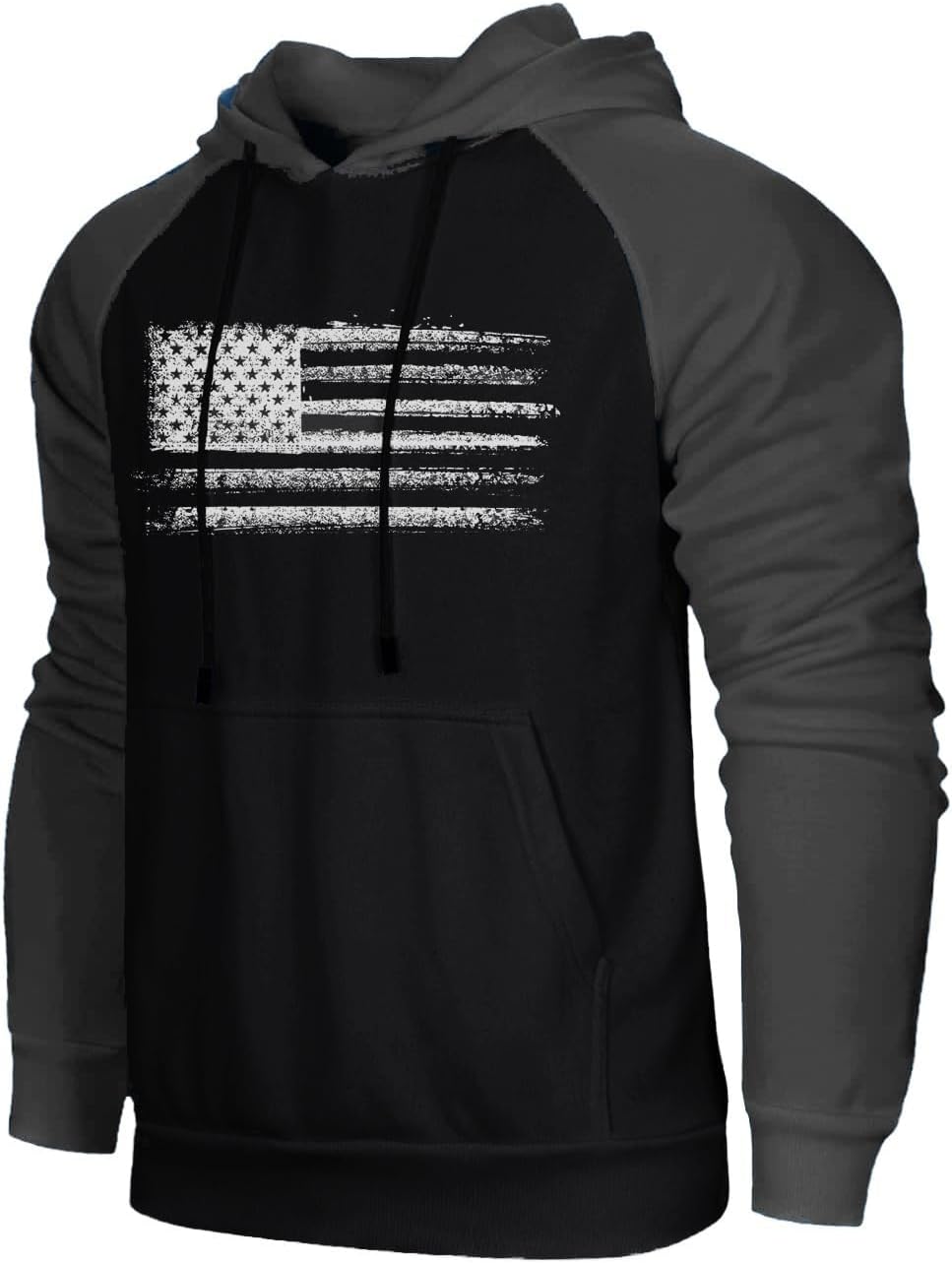 USA Flag Patriotic Men's Hoodie - Raglan Sweatshirt