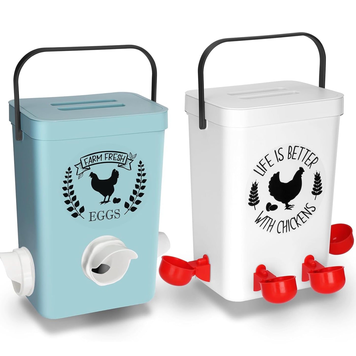 No Waste Hanging Chicken Feeder & Waterer Set