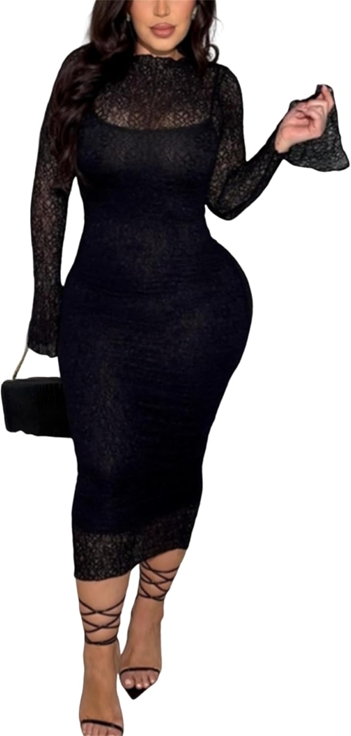Elegant Bodycon Midi Dress for Women - Perfect for Parties