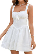 Summer Square Neck Mini Sundress - Flowy Corset A Line Dress