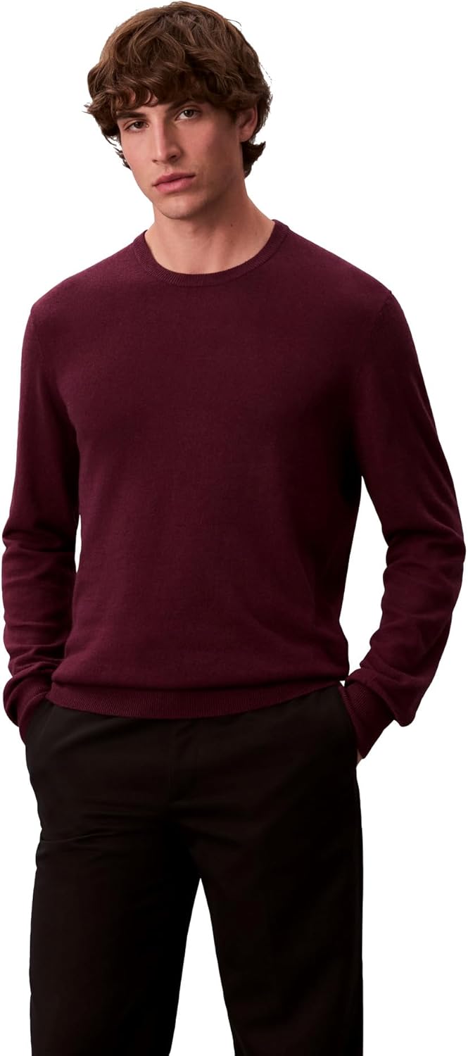 Calvin Klein Mens Wool Blend Crewneck Sweater for All Seasons