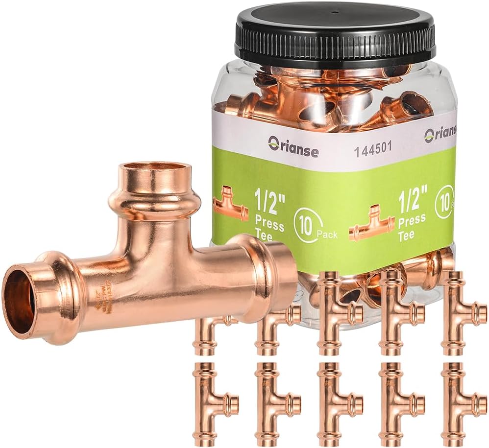 Copper Propress Fittings by ORIANSE 10-Pack 1/2in Tee