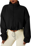 QINSEN Women's Full Zip Fleece Short Jacket - Cozy Cropped Sherpa Fit