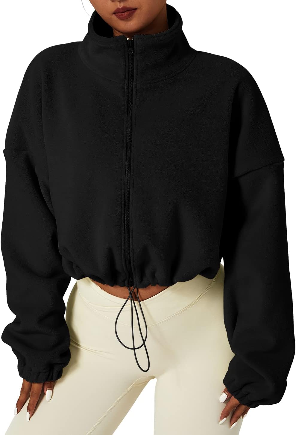 QINSEN Women's Full Zip Fleece Short Jacket for Winter Comfort