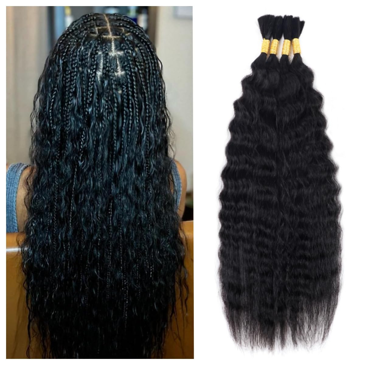 Wet and Wavy Human Braiding Hair for Boho Braids 20 Inch