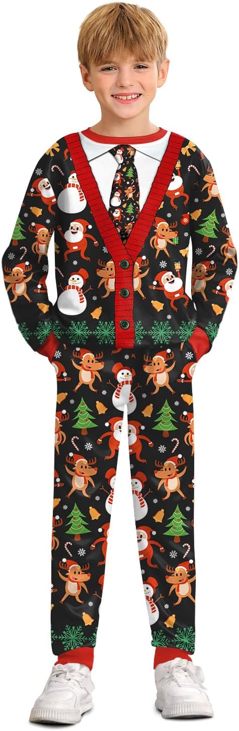 BesserBay Boys Funny Ugly Christmas 2 Piece Set for Kids