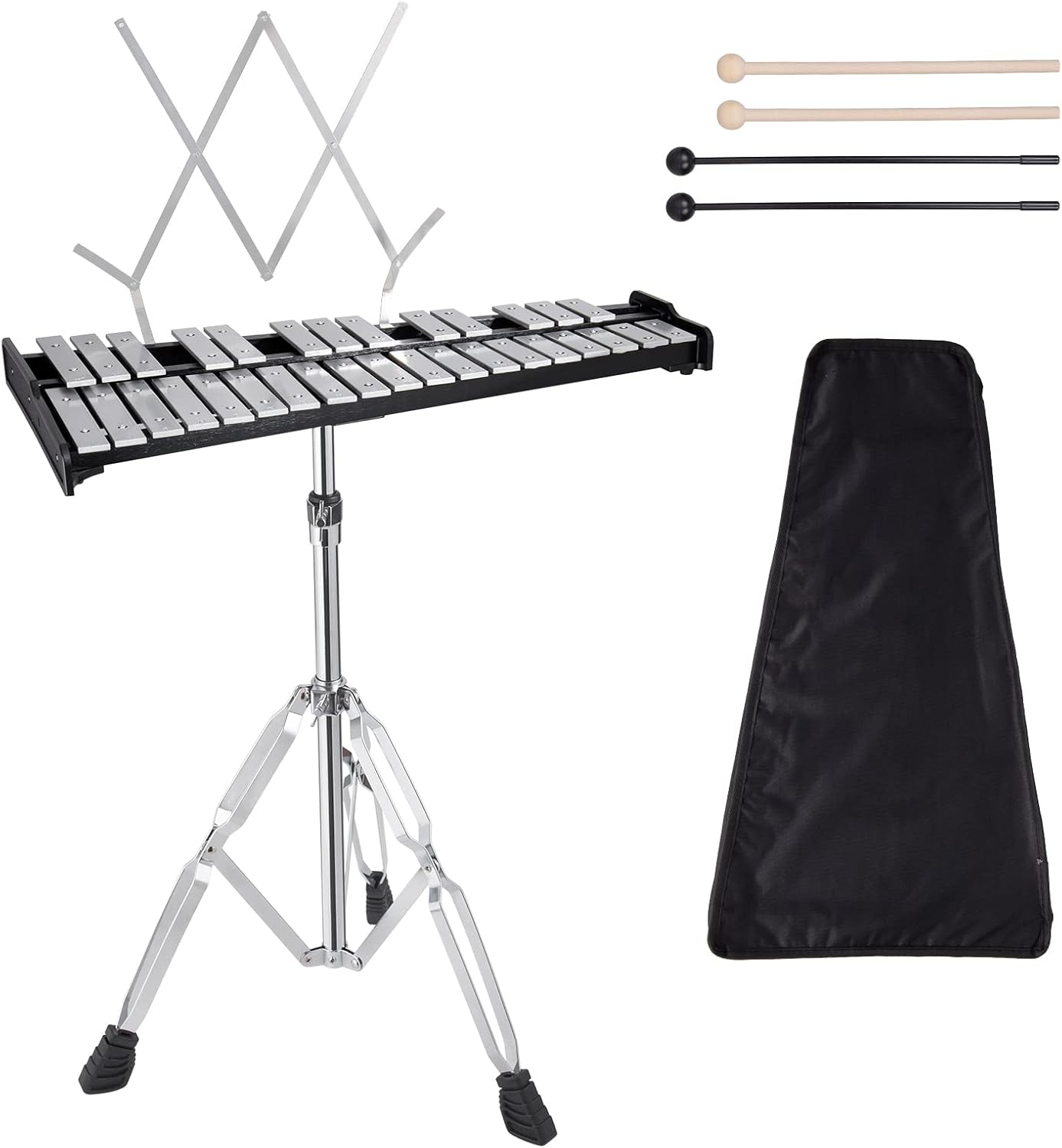 32 Notes Glockenspiel with Adjustable Height Stand for Adults