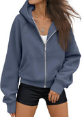 Womens Zip Up Hoodies Fleece Jacket - Oversized Cozy Crop