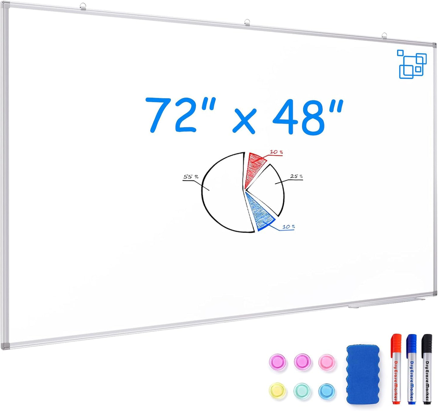 Large 72 x 48 Inch Dry Erase Board for Home and Office Use