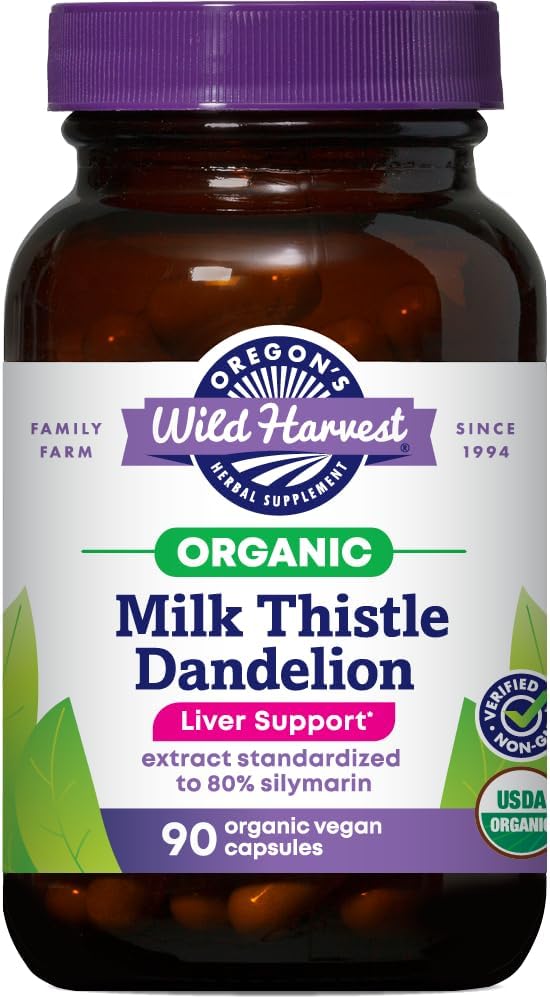 Organic Milk Thistle Dandelion Capsules for Liver Support