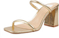 Women's High Heeled Sandal Two Strap Square Toe - Comfortable 3in Heel