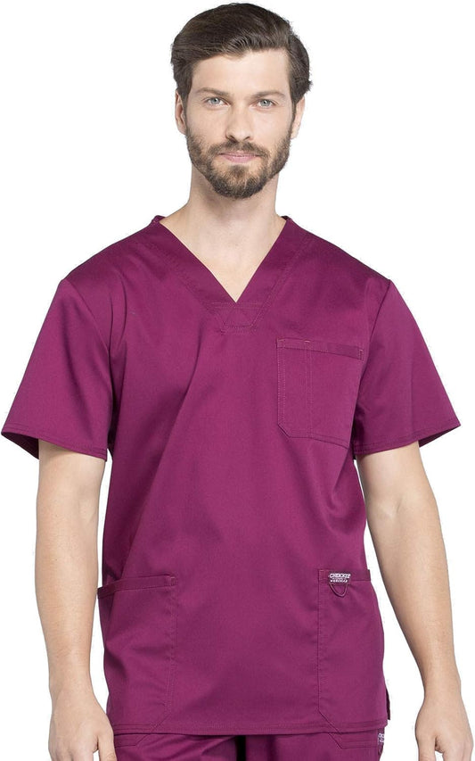 Cherokee V-Neck Men's Scrubs Top with Pockets for Comfort