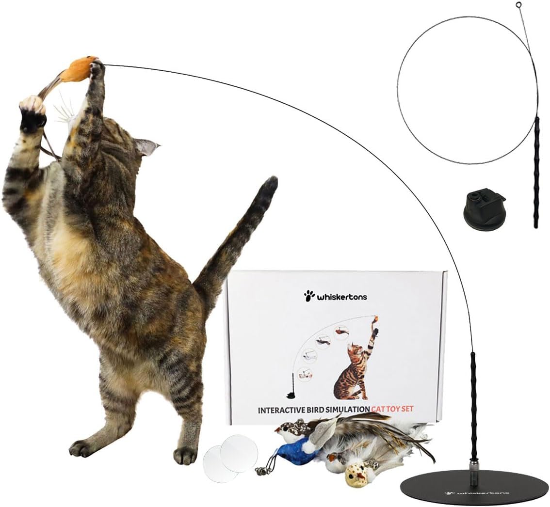 Whiskertons Interactive Bird Simulation Cat Toy Set