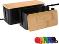 Cable Management Box 2 Pack with Bamboo Lid - Large & Medium Cord