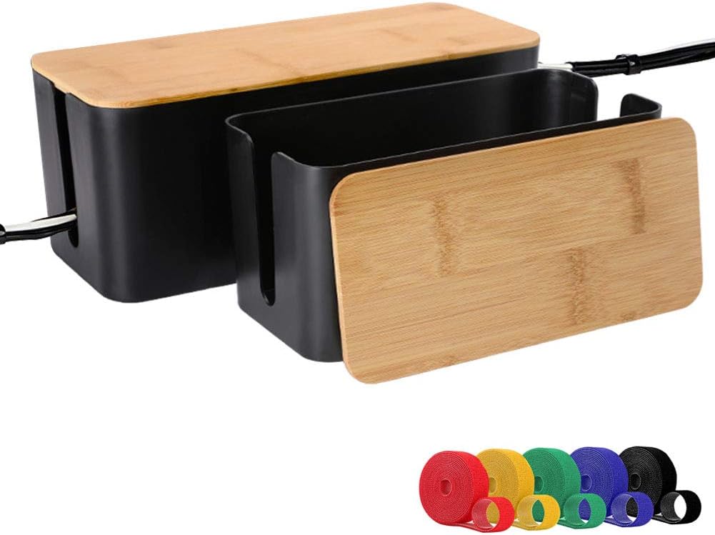 Bamboo Cable Box Set - Stylish Wire Organizer