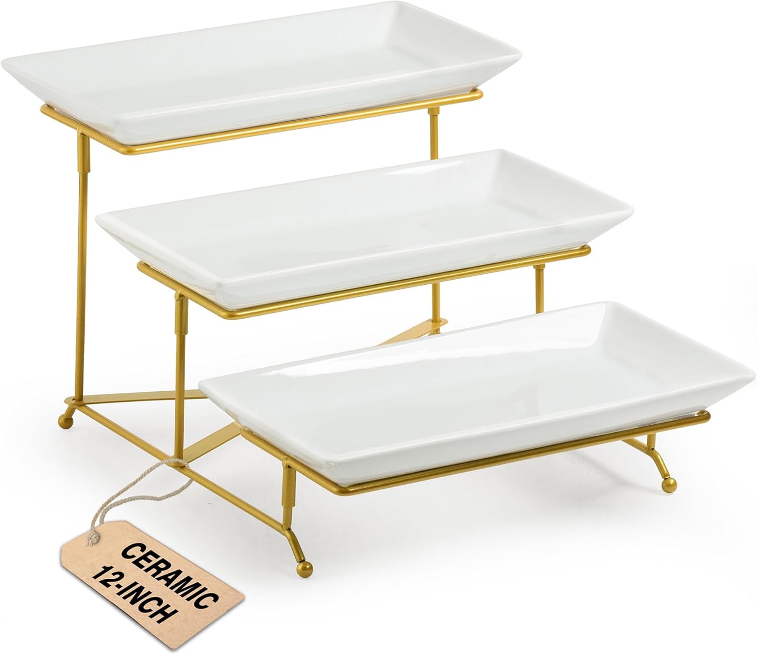 3 Tier Serving Stand for Entertaining - Porcelain Platter Set