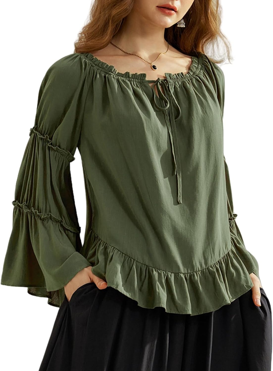Scarlet Darkness Women Bell Sleeve Tops for Chic Bohemian Style