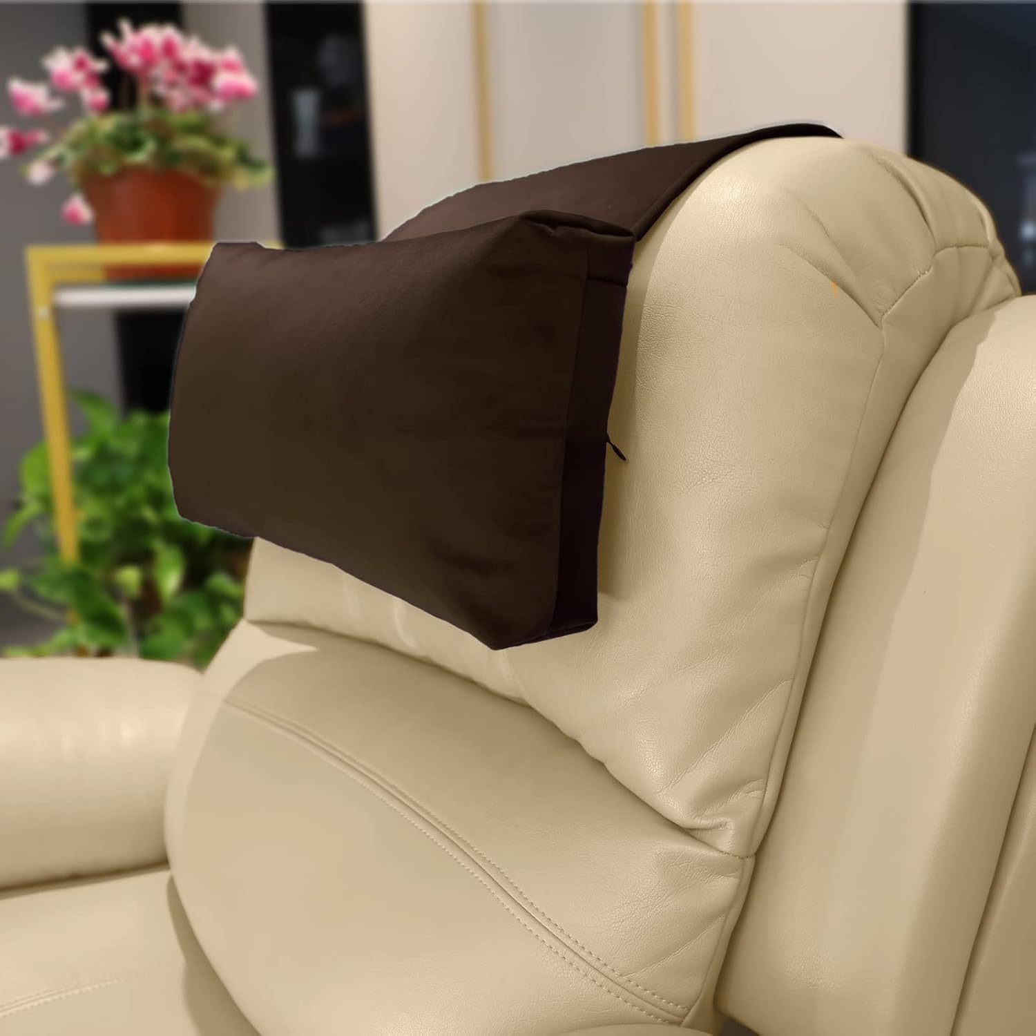 Comfortable Headrest Pillow for Recliners and Sofas - Chocolate
