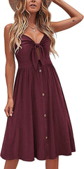 VOTEPRETTY Women Summer V Neck Sundress - Flattering & Breathable