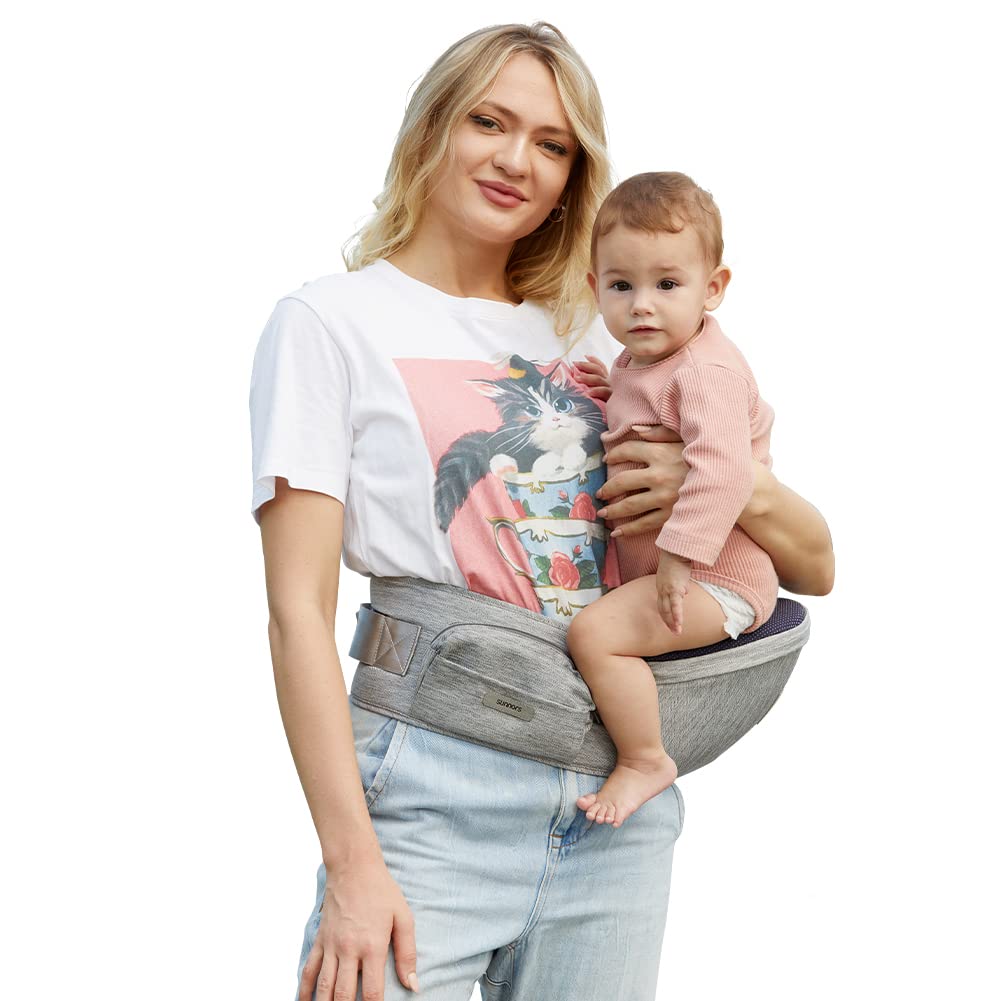 Sunnors Baby Hip Carrier - Comfort & Convenience in Light Grey