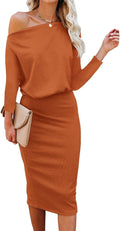 Ezbelle Women's Off The Shoulder 3/4 Sleeve Batwing Midi Dress