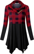 Cestyle Womens Fall Cowl Neck Asymmetrical Hemline Tunic - Flowy Fit