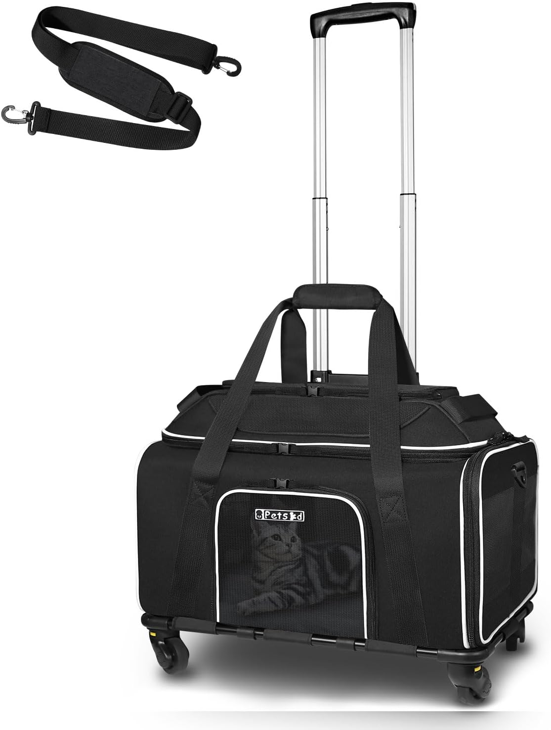 Petskd Top-Expandable Pet Carrier with Wheels for Small Pets