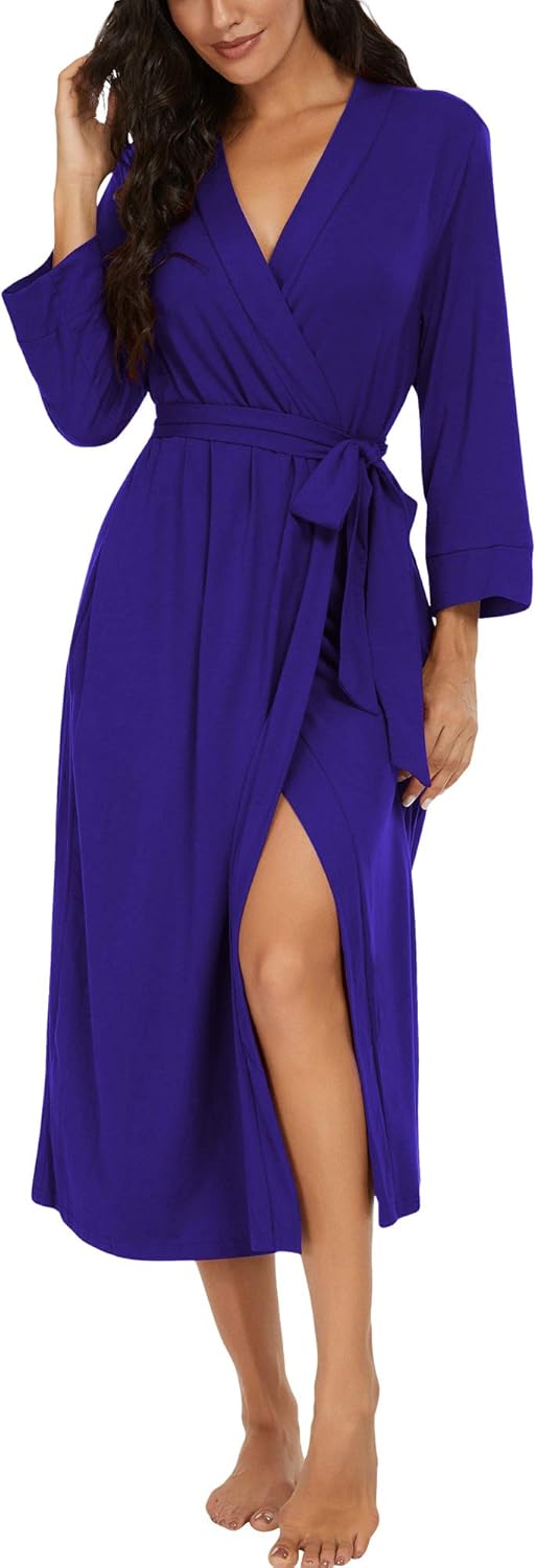Lightweight Soft Knit Bathrobe for Women - VINTATRE Kimono Robe