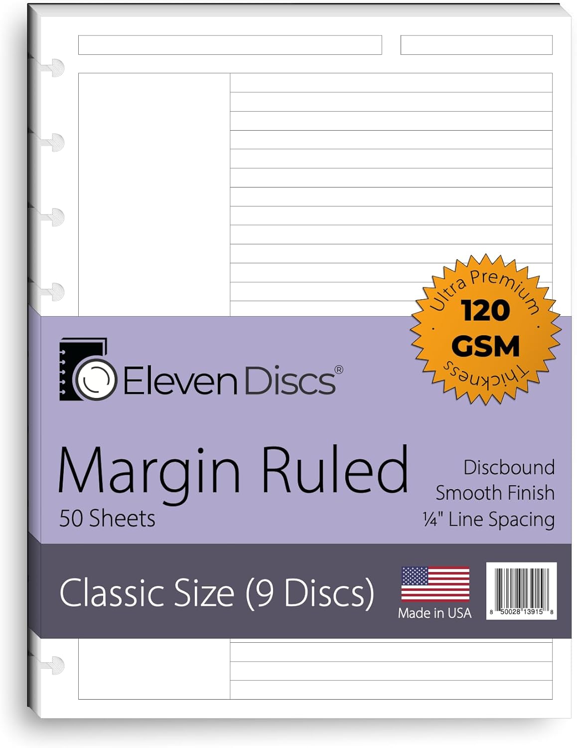 Premium Margin Ruled Paper - 120gsm - Eleven Discs