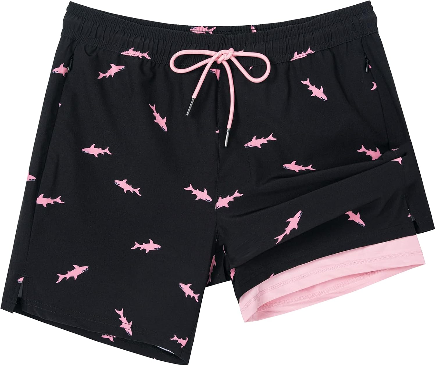 Quick Dry 5 Inch Swim Trunks with Compression Liner for Men