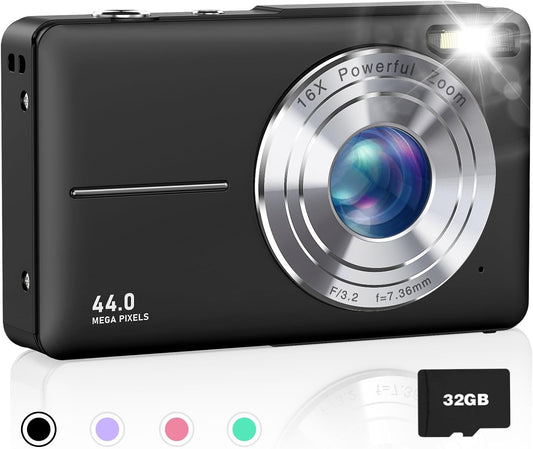 44MP Kids Digital Camera with 16X Zoom - Fun & Easy!