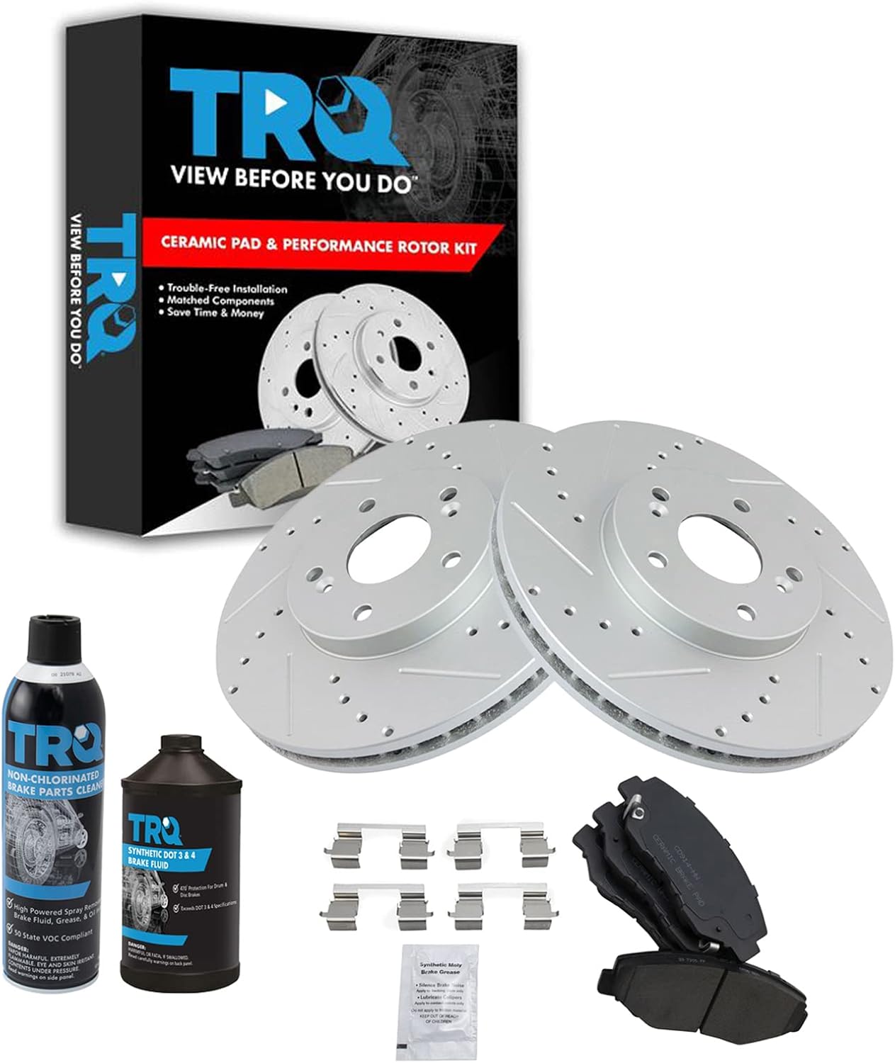 TRQ Front Performance Brake Pad & Rotor Kit for Honda Pilot