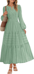 Fall Cotton V Neck Tiered Midi Maxi Dress - Casual Elegant Fit