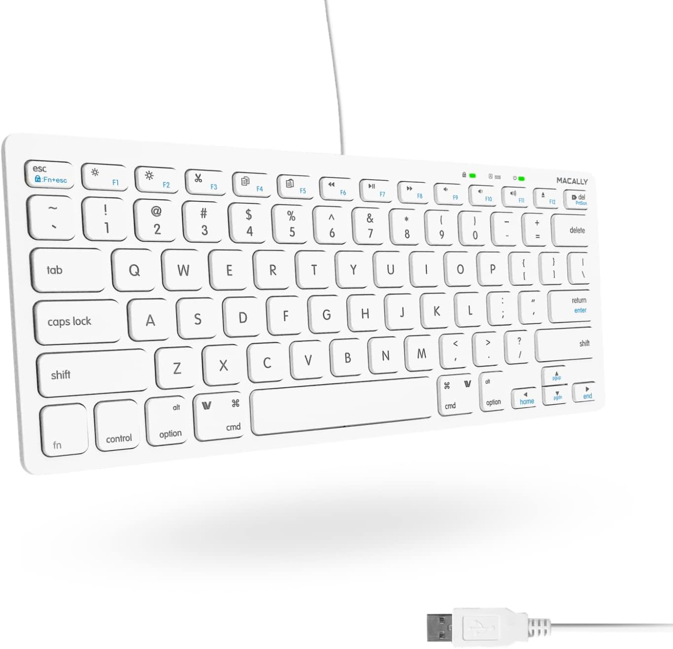 Macally Compact USB Keyboard - 78 Scissor Switch Keys - Space-Saving Design
