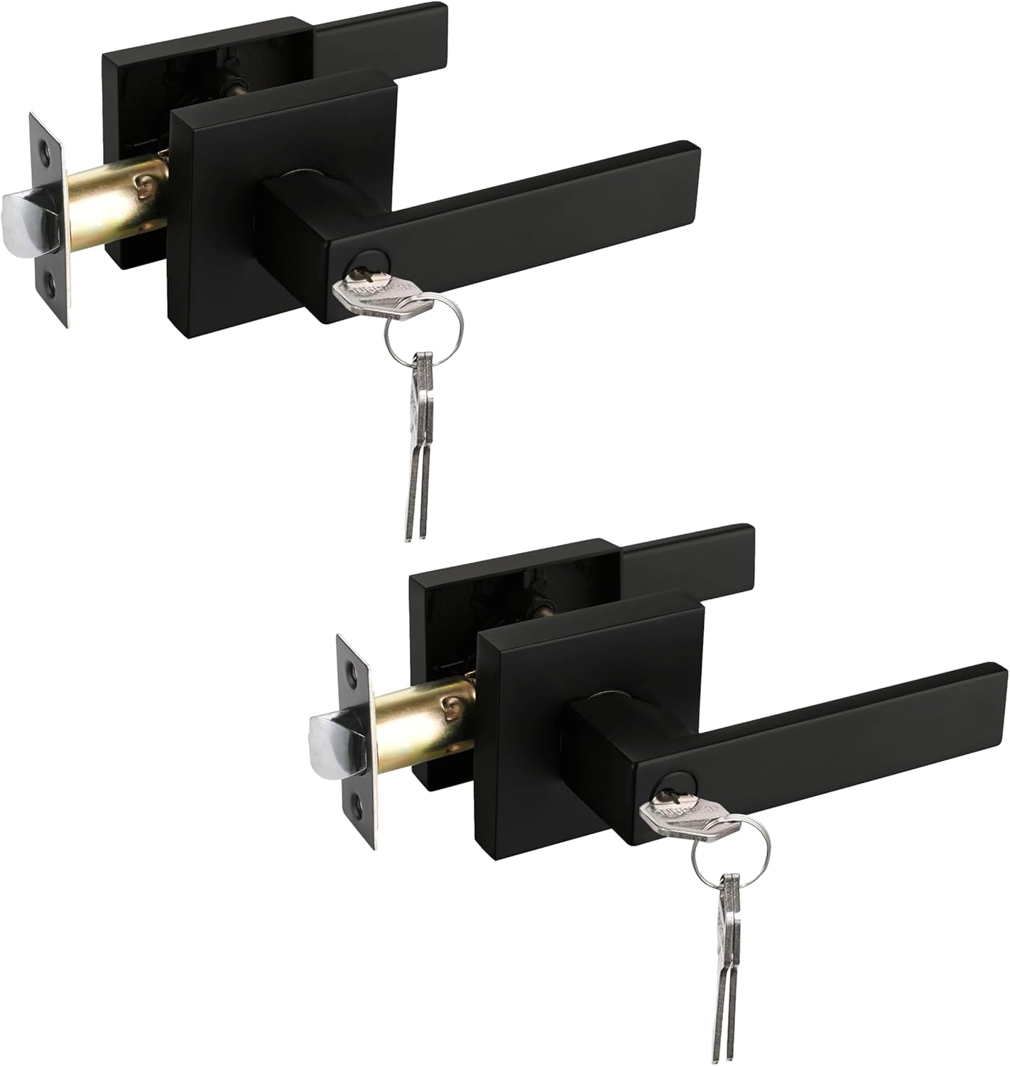 Keyed Entry Solid Door Lever with Matte Black Finish for Security