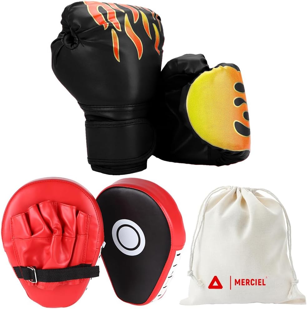 MERCIEL Kids Boxing Gloves & Mitts Set: Lightweight & Versatile