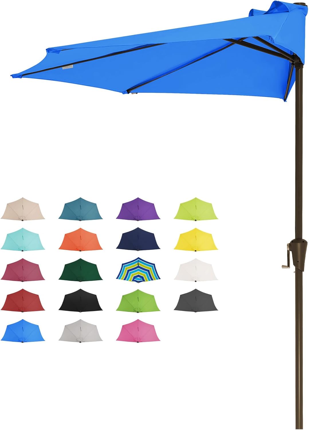 9ft Half Umbrella for Small Spaces with UV Protection and Crank